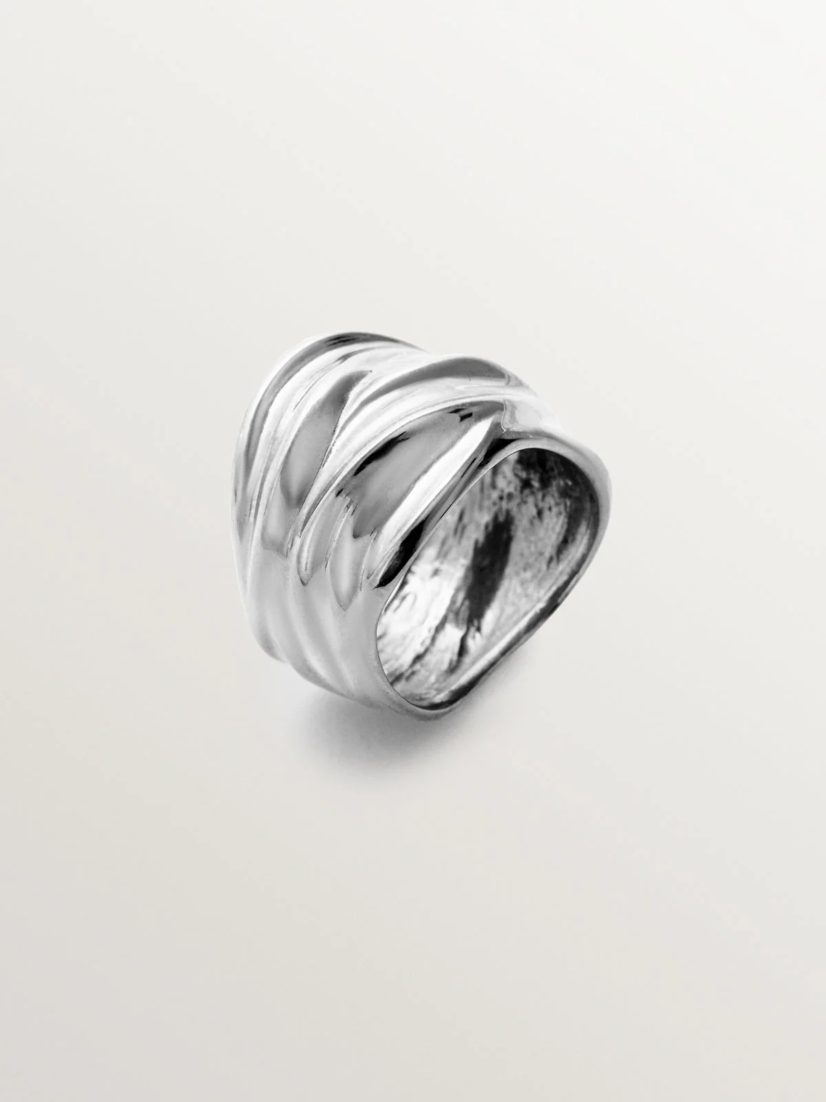 Anillo ancho de plata 925 con textura