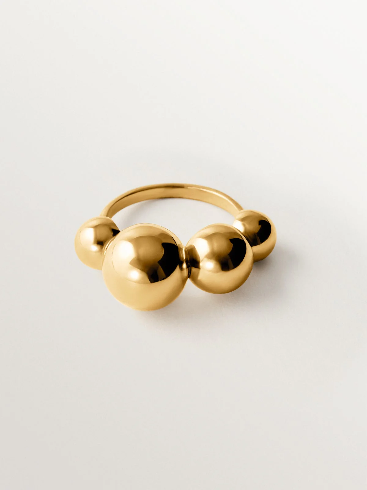 Anillo de plata 925 bañada en oro amarillo de 18K con esferas - Image 3