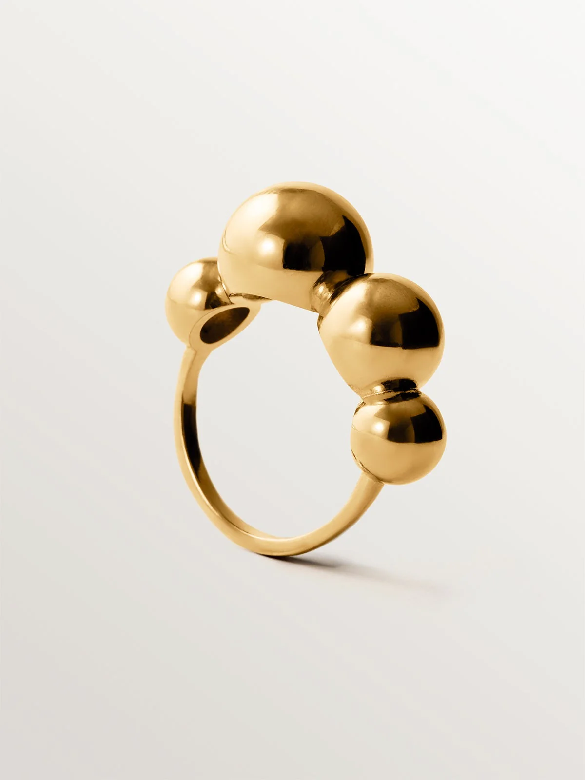 Anillo de plata 925 bañada en oro amarillo de 18K con esferas - Image 5