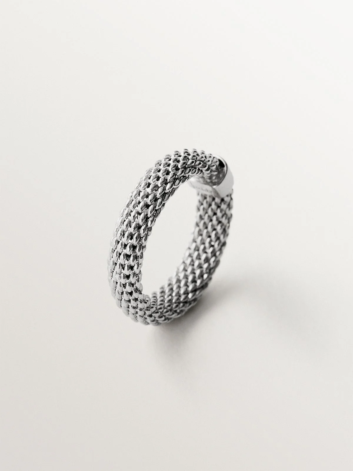 Anillo de plata 925 con textura de malla