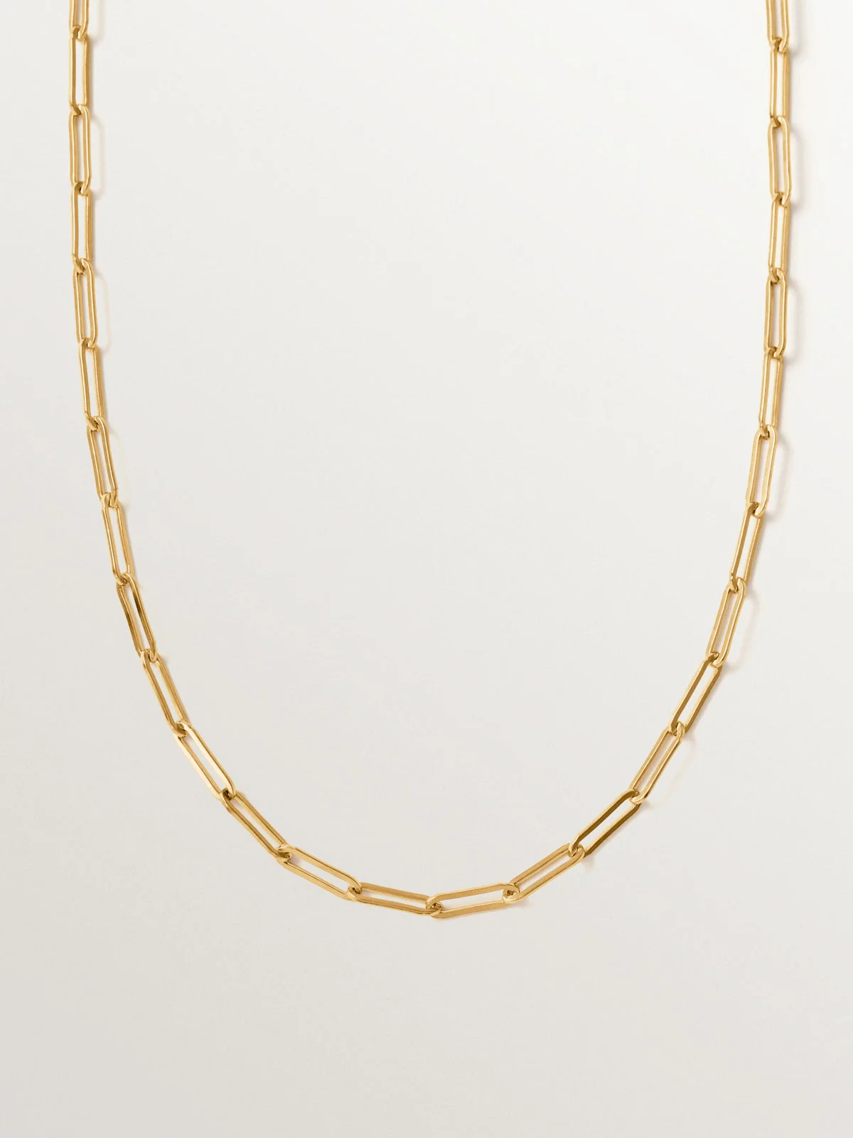 Cadena eslabón rectangular 80 cm de plata 925 bañada en oro de 18K