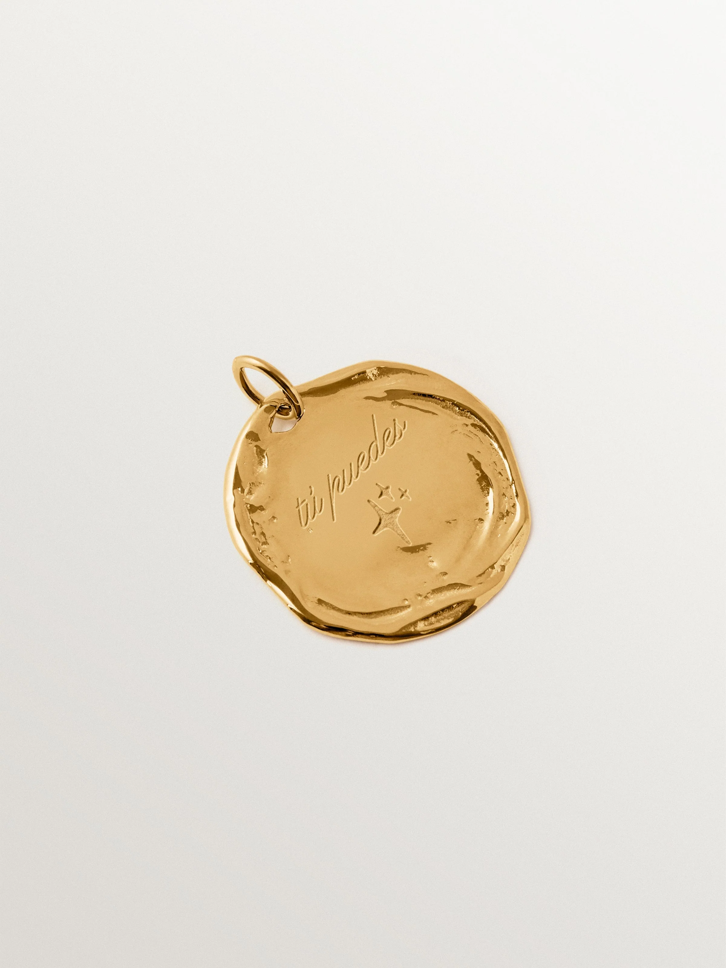 Charm personalizable grande de plata 925 bañada en oro amarillo de 18K - Image 4