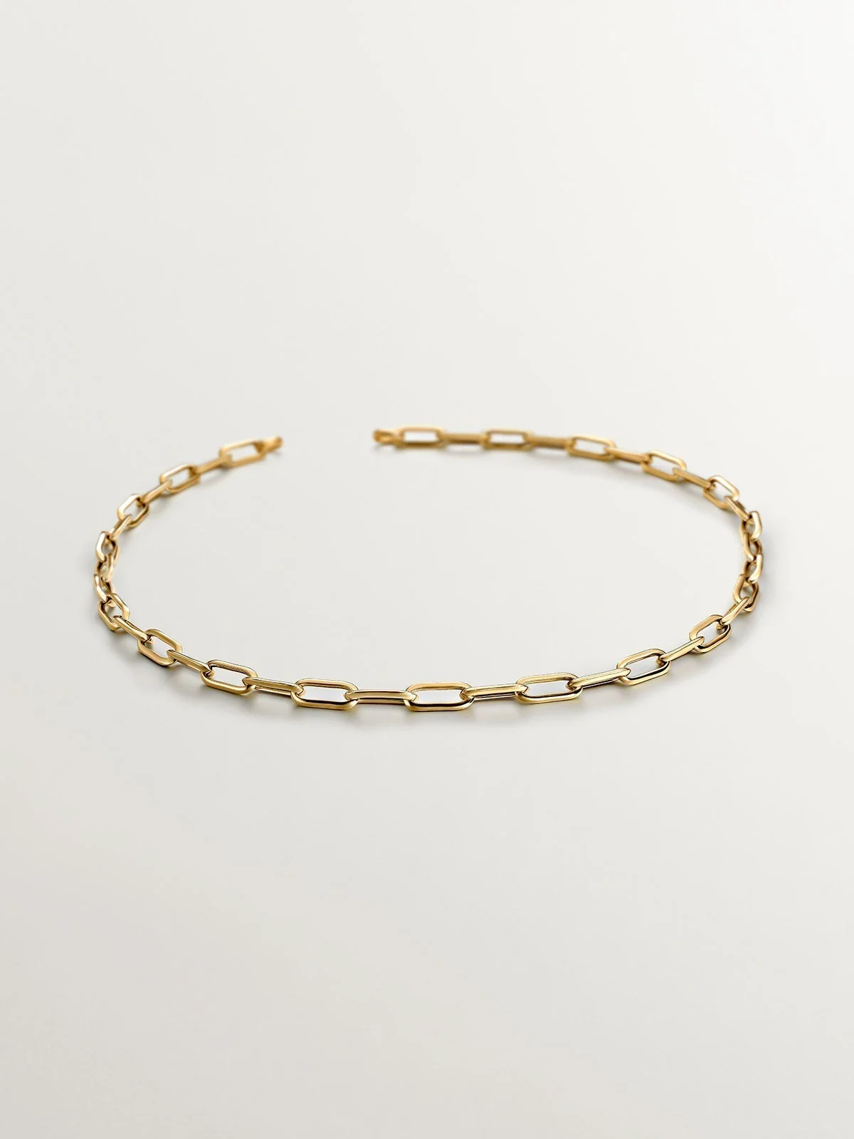 Collar de eslabones rectangulares 45 cm de plata 925 bañada en oro amarillo de 18K