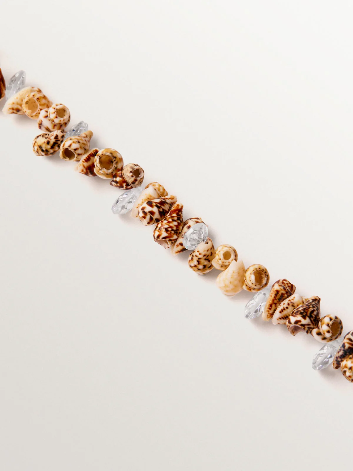 Collar de plata 925 bañada en oro amarillo de 18K con conchas marrones y cristales - Image 3