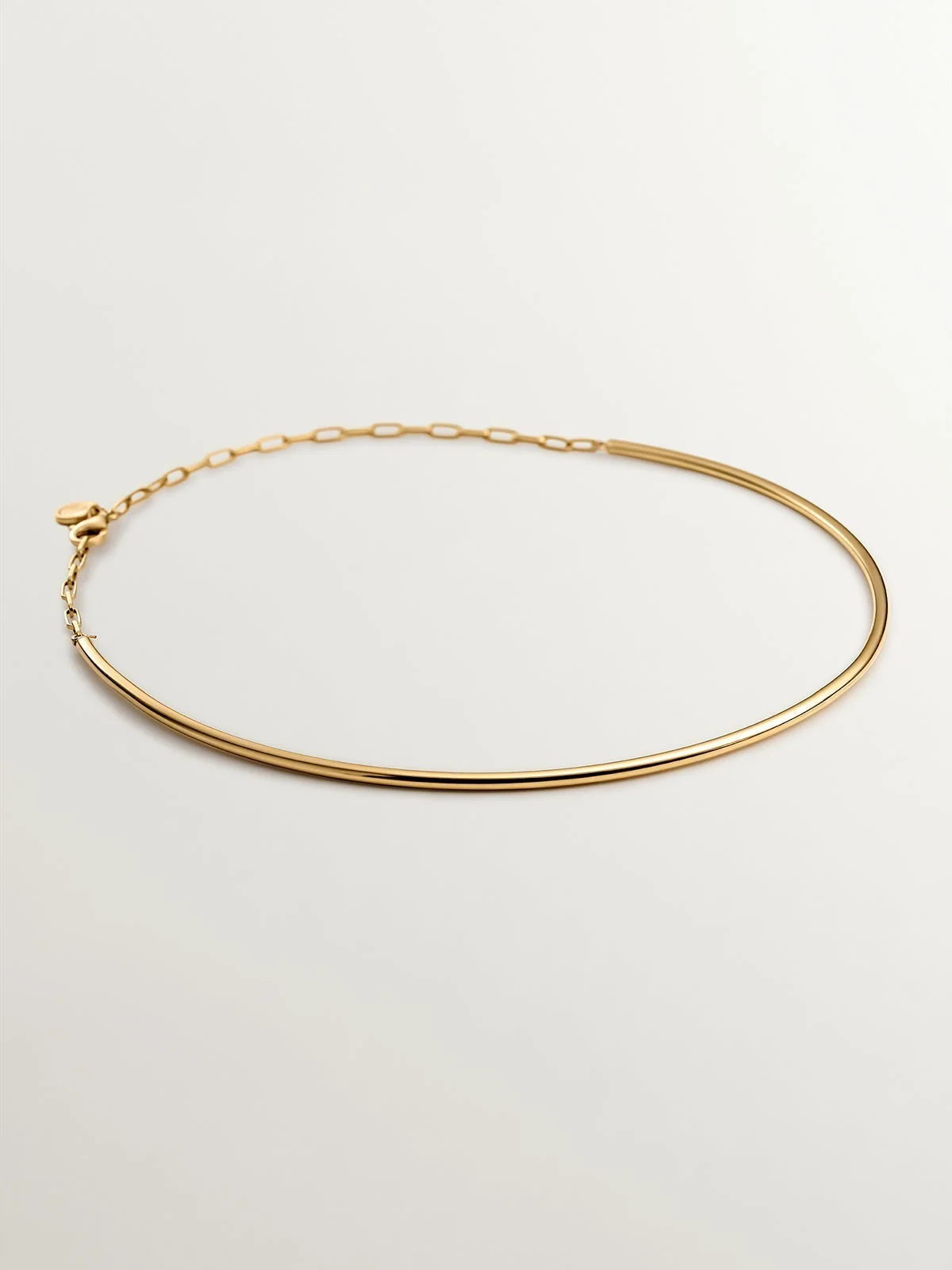 Collar rígido de plata 925 bañada en oro amarillo de 18K