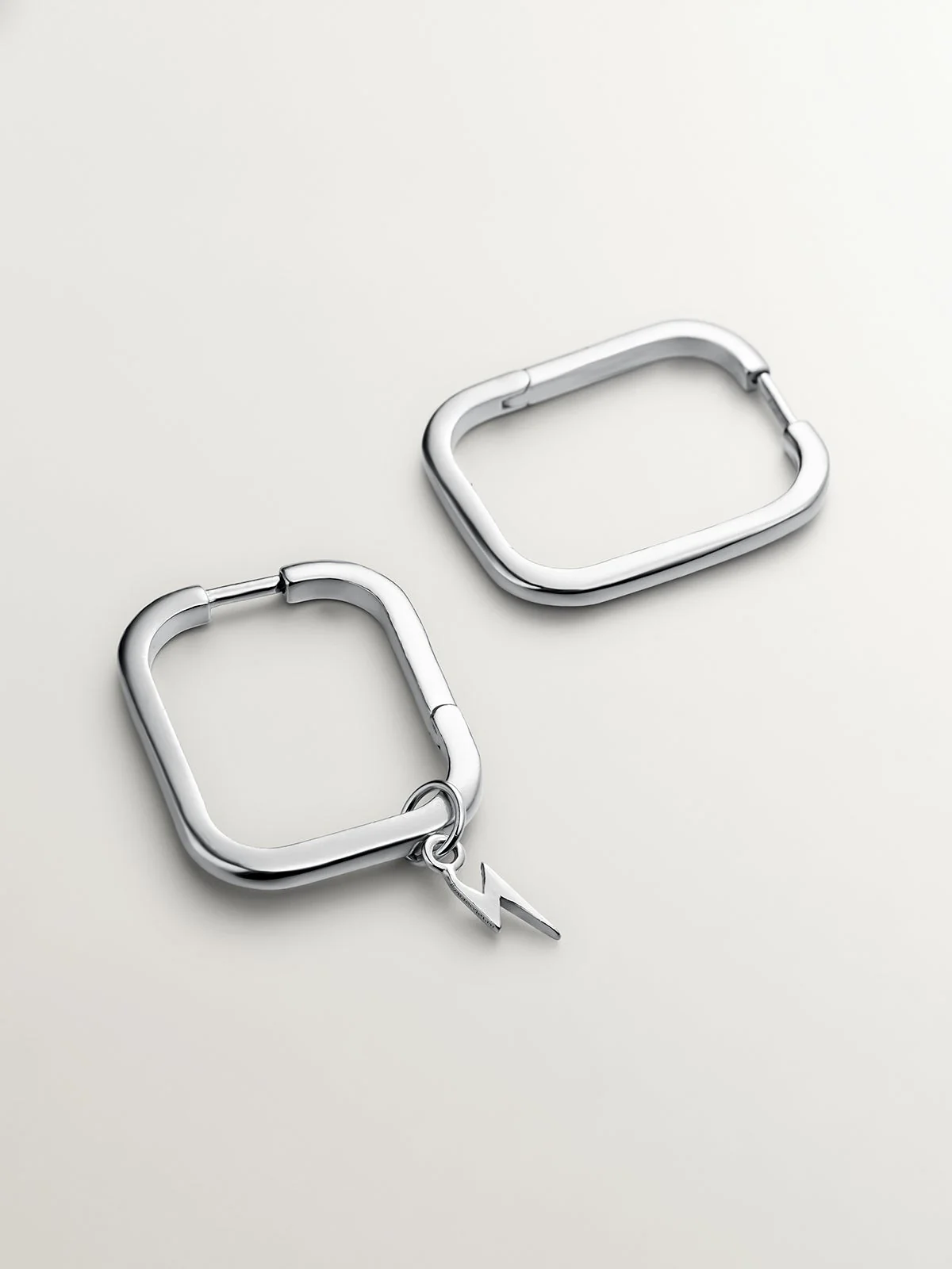 Pendientes de aro cuadrados grandes de plata 925 - Image 3