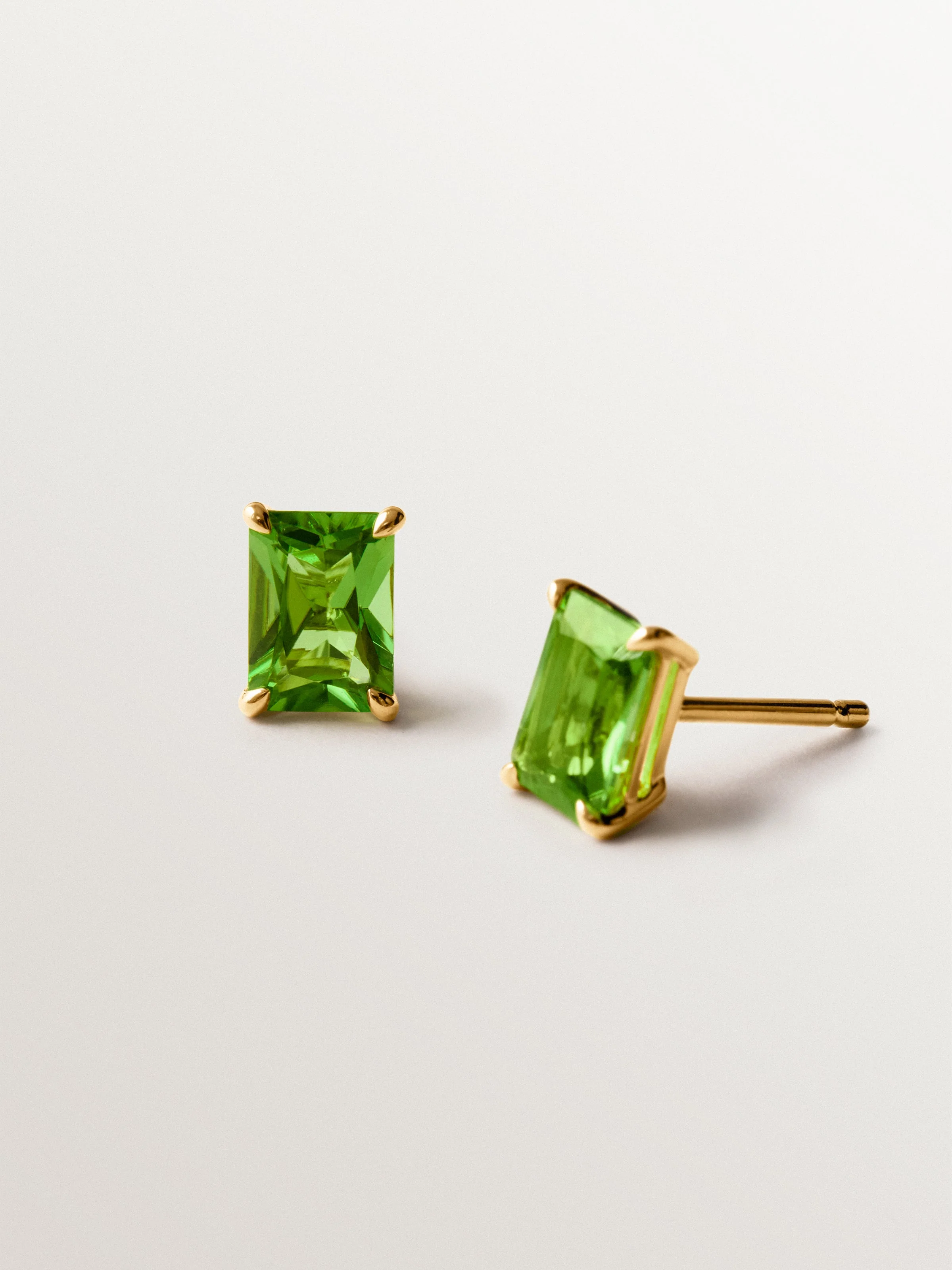 Pendientes de plata 925 bañados en oro amarillo de 18K peridotos verdes - Image 5