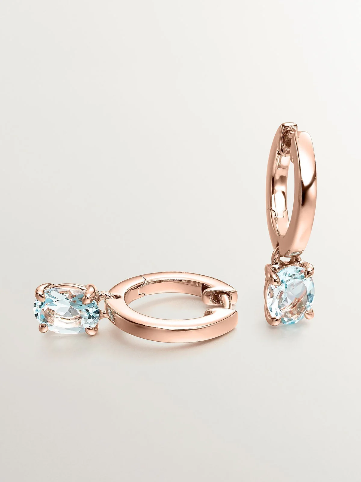 Pendientes de plata 925 bañados en oro rosa de 18K con topacio azul sky - Image 5