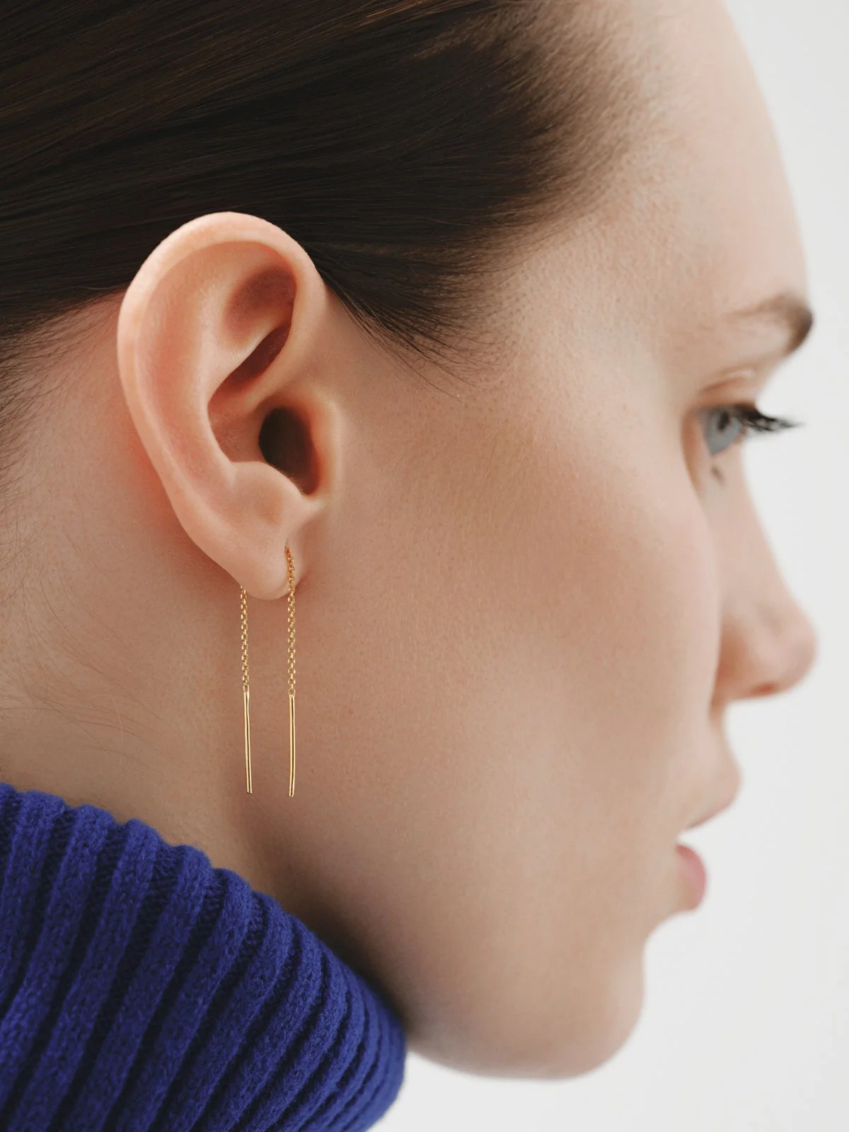 Pendientes largos de cadena de plata 925 bañada en oro amarillo de 18K - Image 2