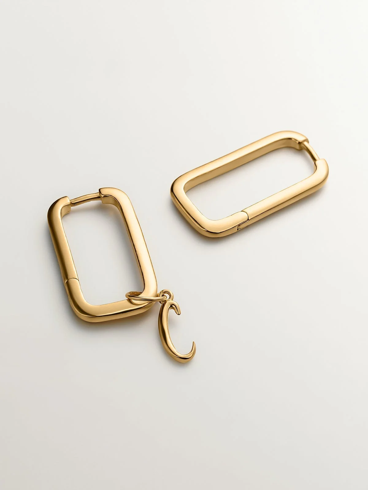 Pendientes rectangulares de plata 925 bañada en oro amarillo de 18K - Image 3