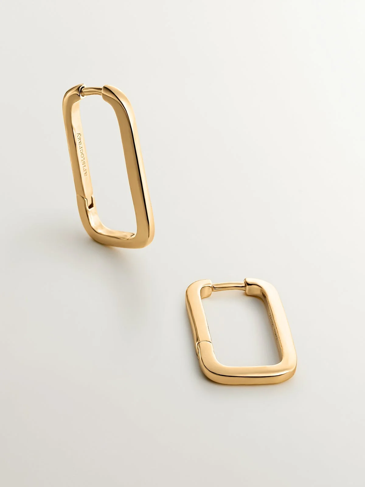 Pendientes rectangulares de plata 925 bañada en oro amarillo de 18K - Image 5