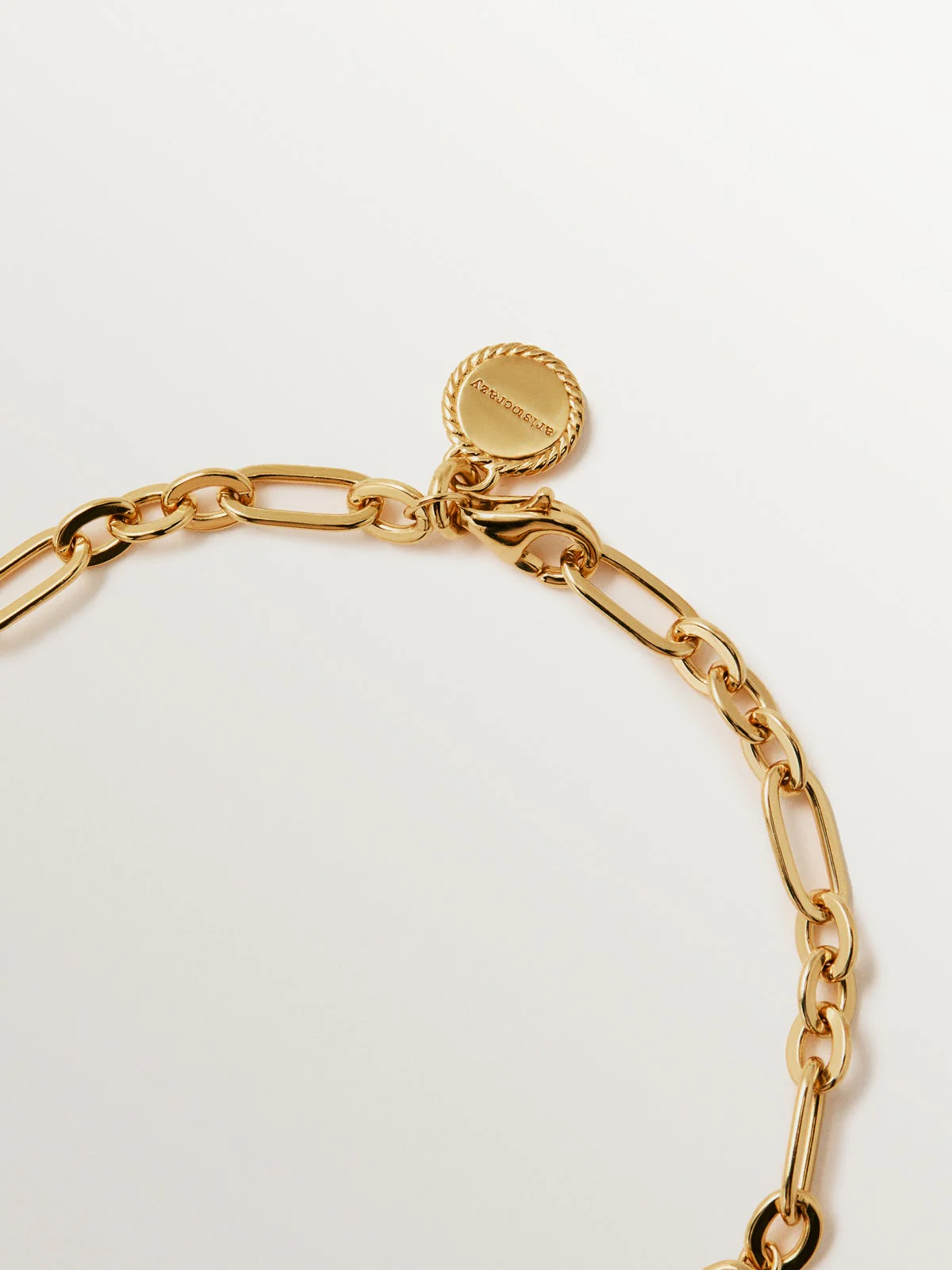 Pulsera de cadena de plata 925 bañada en oro amarillo de 18K con topacios blancos - Image 5