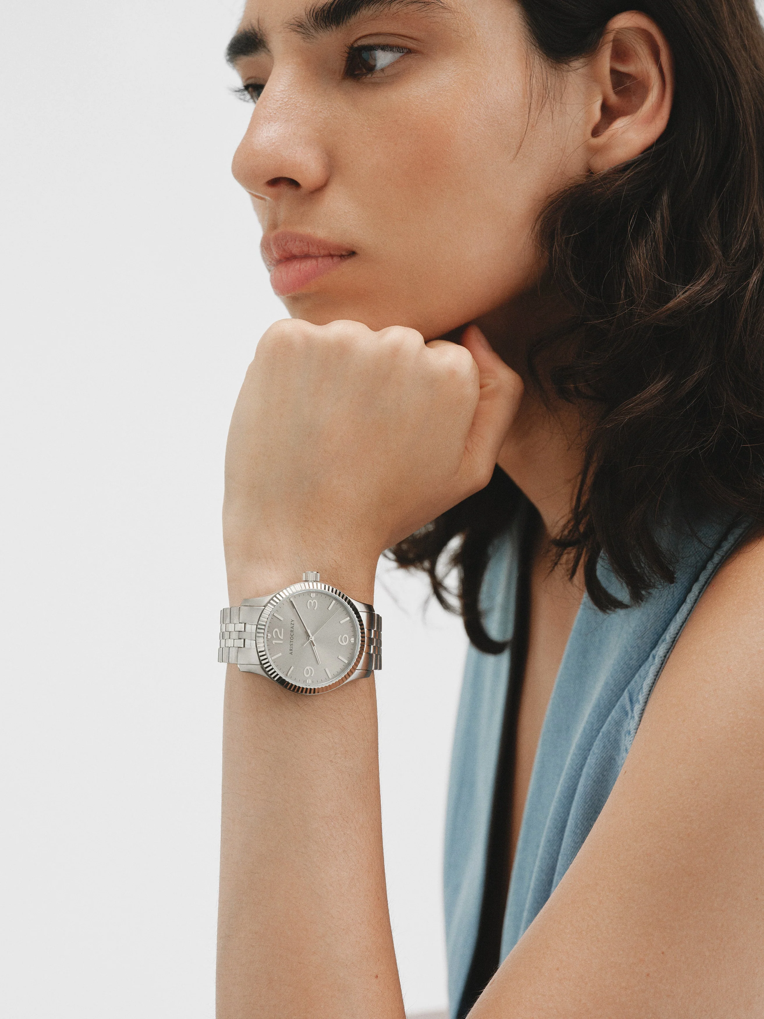 Reloj St. Barth Armis con correa de acero gris y esfera grisácea - Image 4